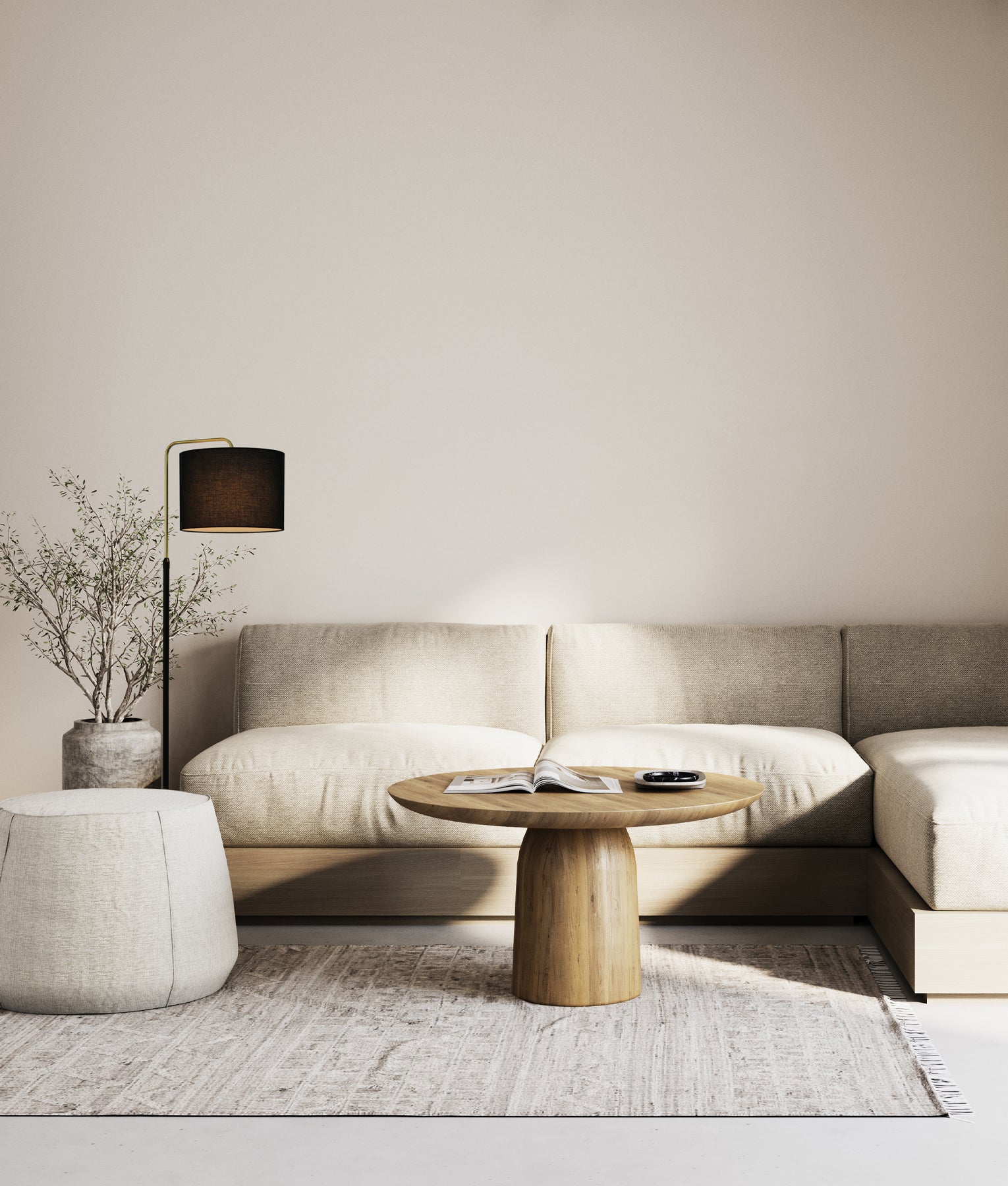 Modern Drum Shade with Marble Base Height Adjustable Floor Lamps