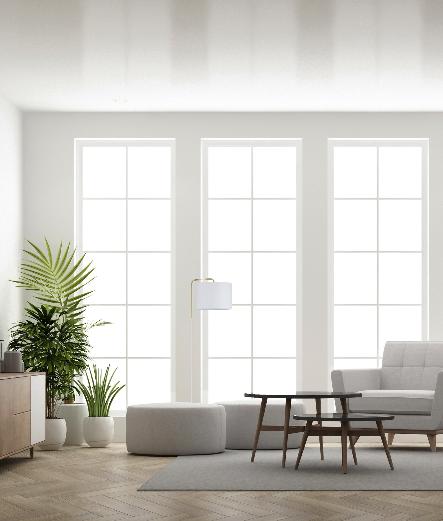 Modern Drum Shade with Marble Base Height Adjustable Floor Lamps