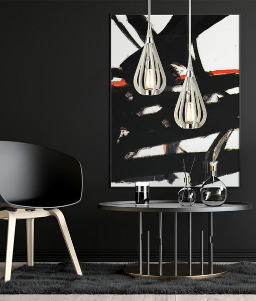 Modern Rustic Taupe / Winter Moss Wood Tear Drop Pendant Light (small)