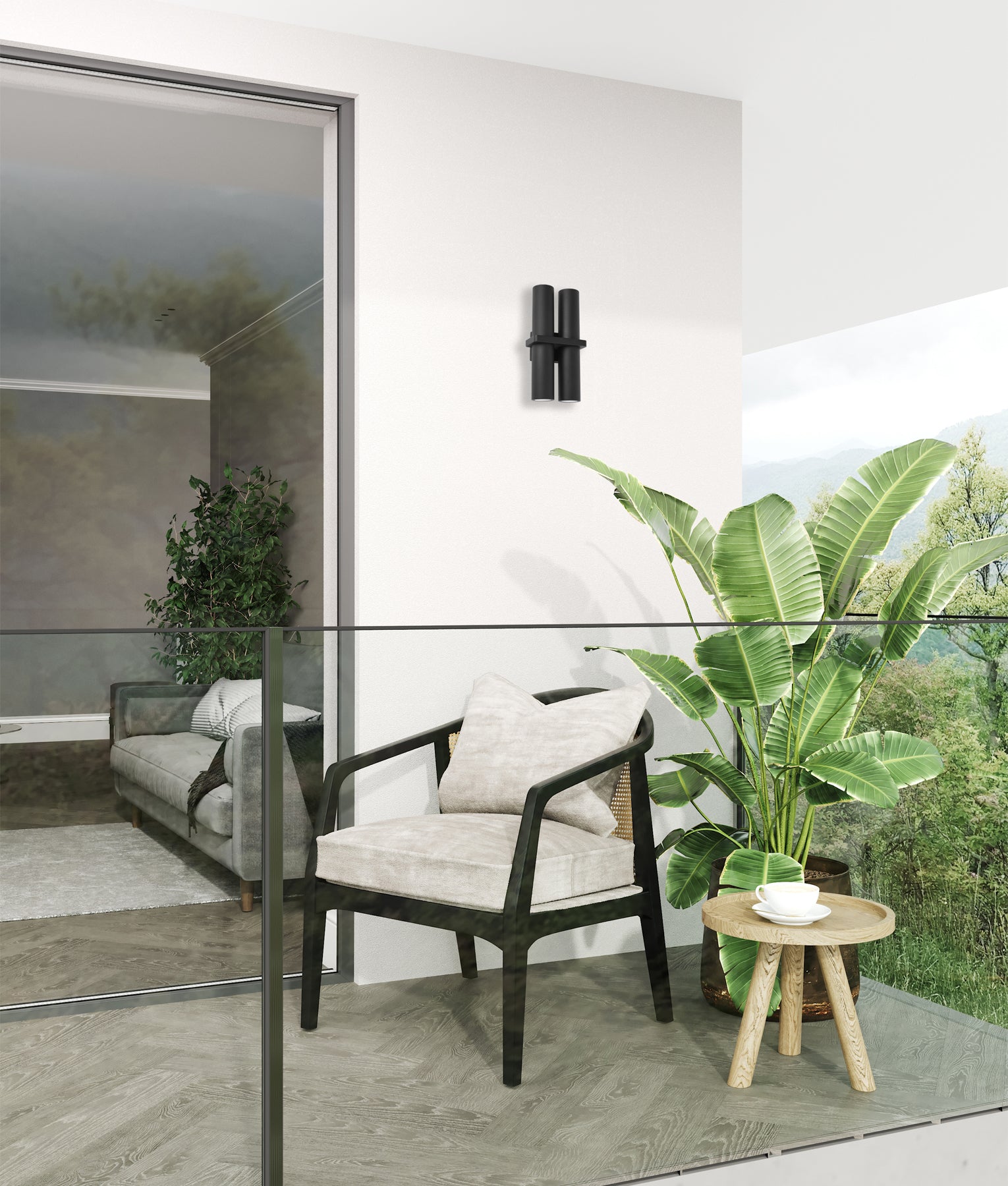 Exterior GU10 Black Up/Down Double Pillar Spot Light IP65