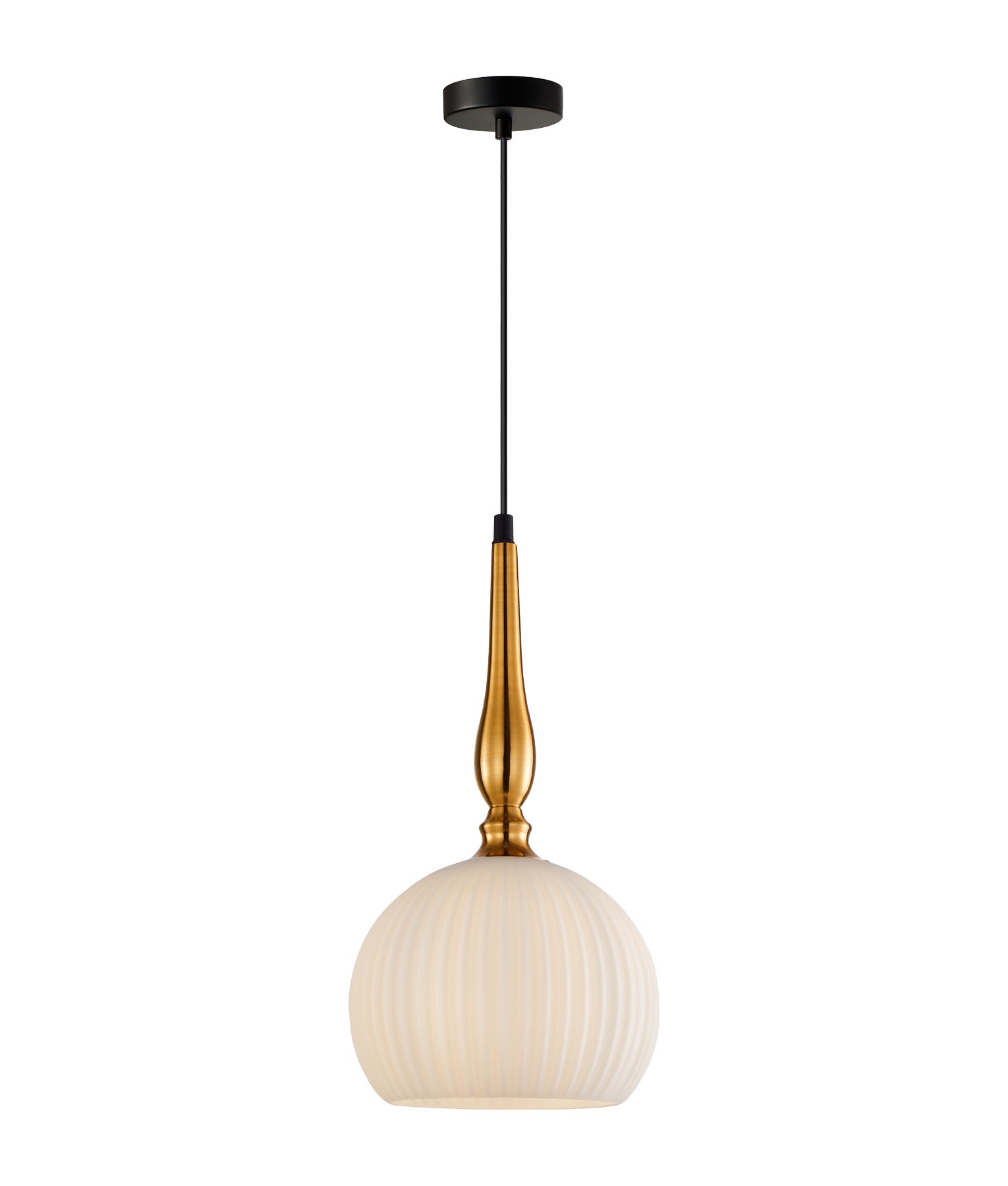 Interior Frosted Wine Glass Ribbed Brass Highlight Pendant Lights