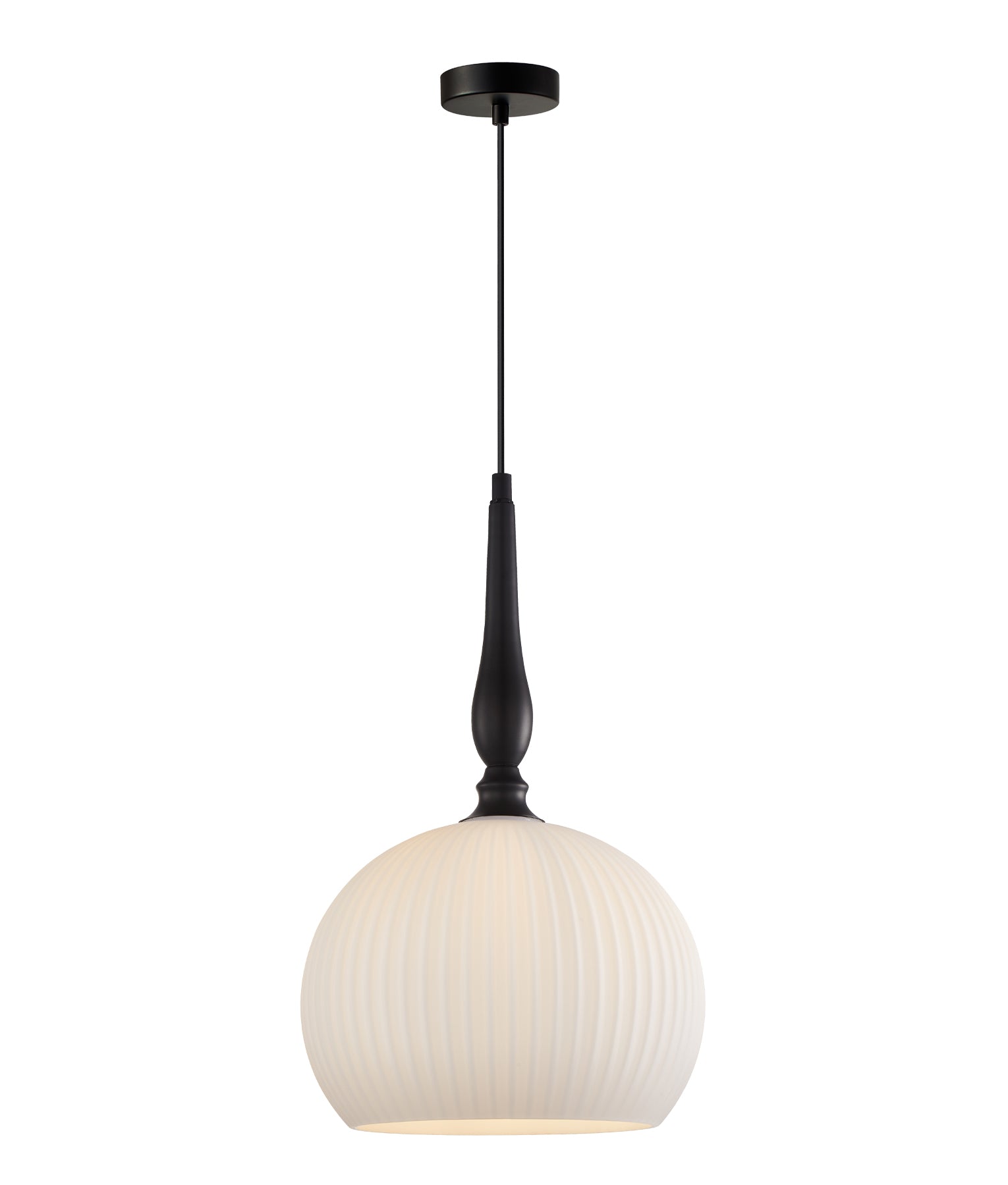 Interior Frosted Wine Glass Ribbed Black Highlight Pendant Lights