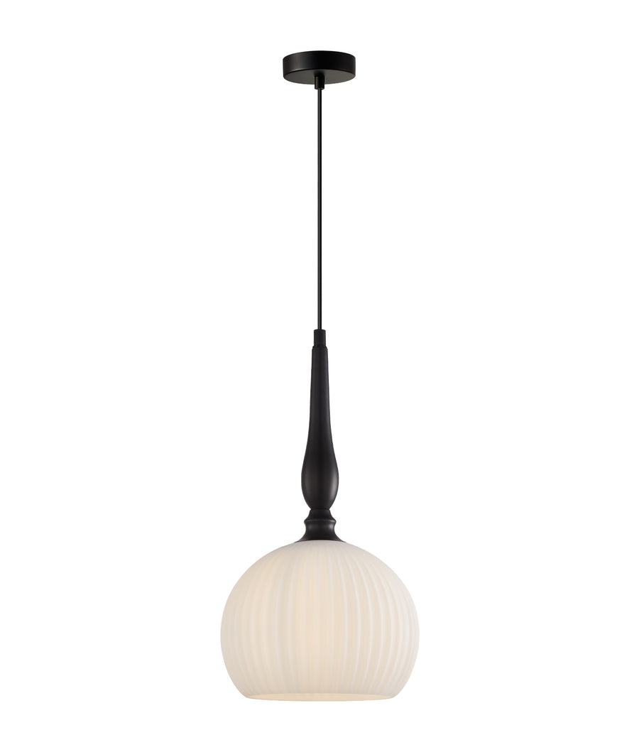 Interior Frosted Wine Glass Ribbed Black Highlight Pendant Lights