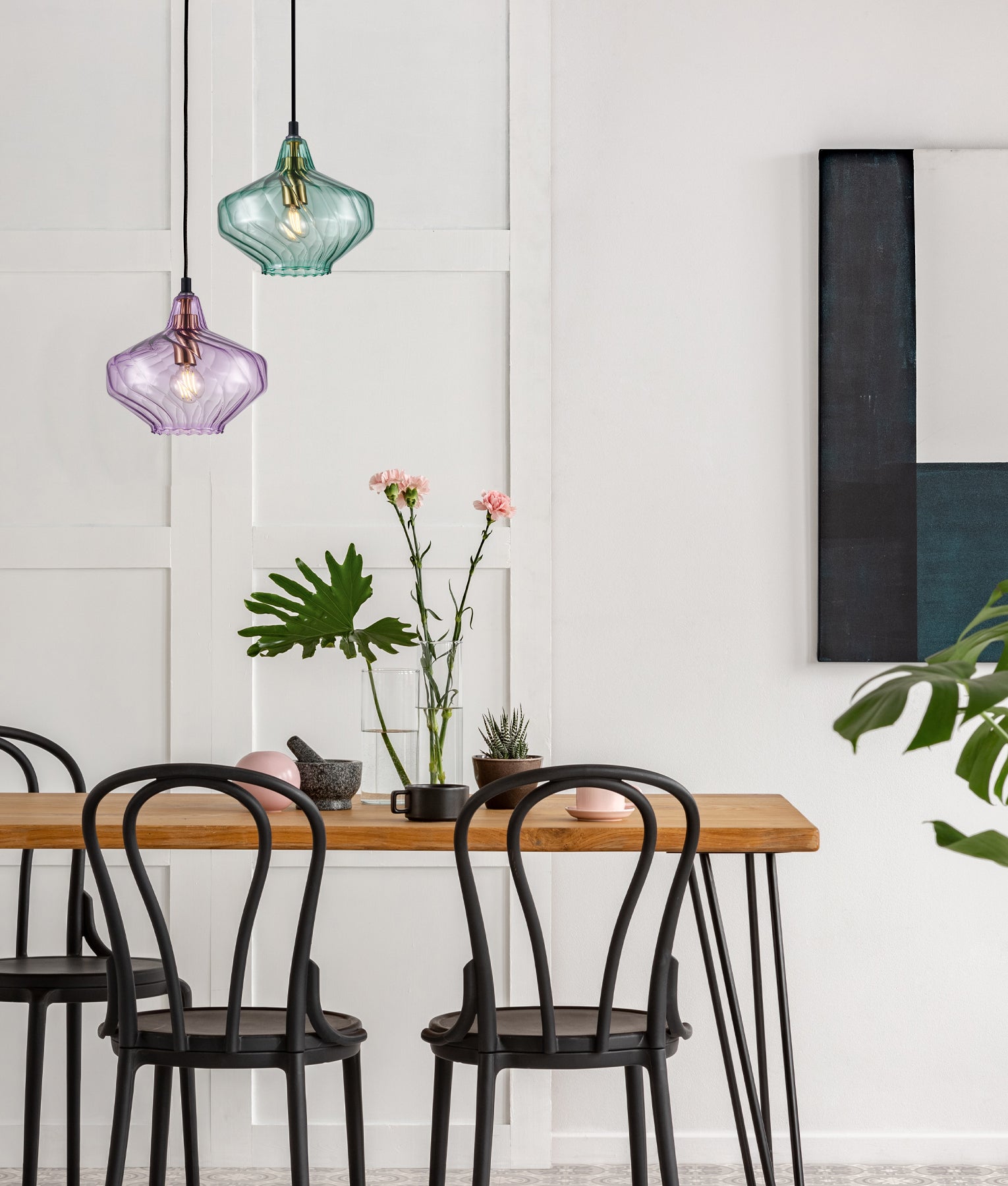 Modern Wine Glass Shape Ribbed Pendant Lights