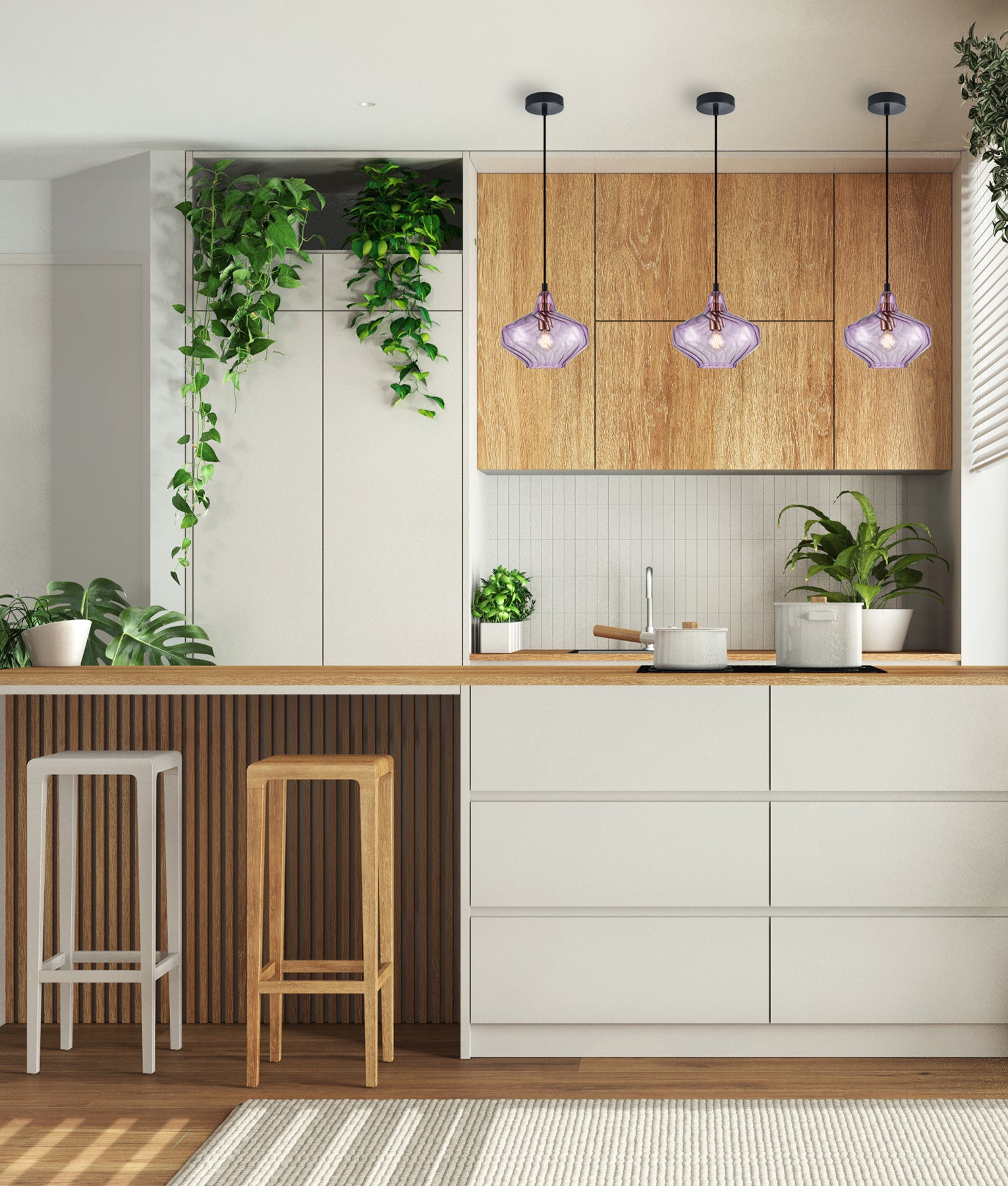 Modern Wine Glass Shape Ribbed Pendant Lights