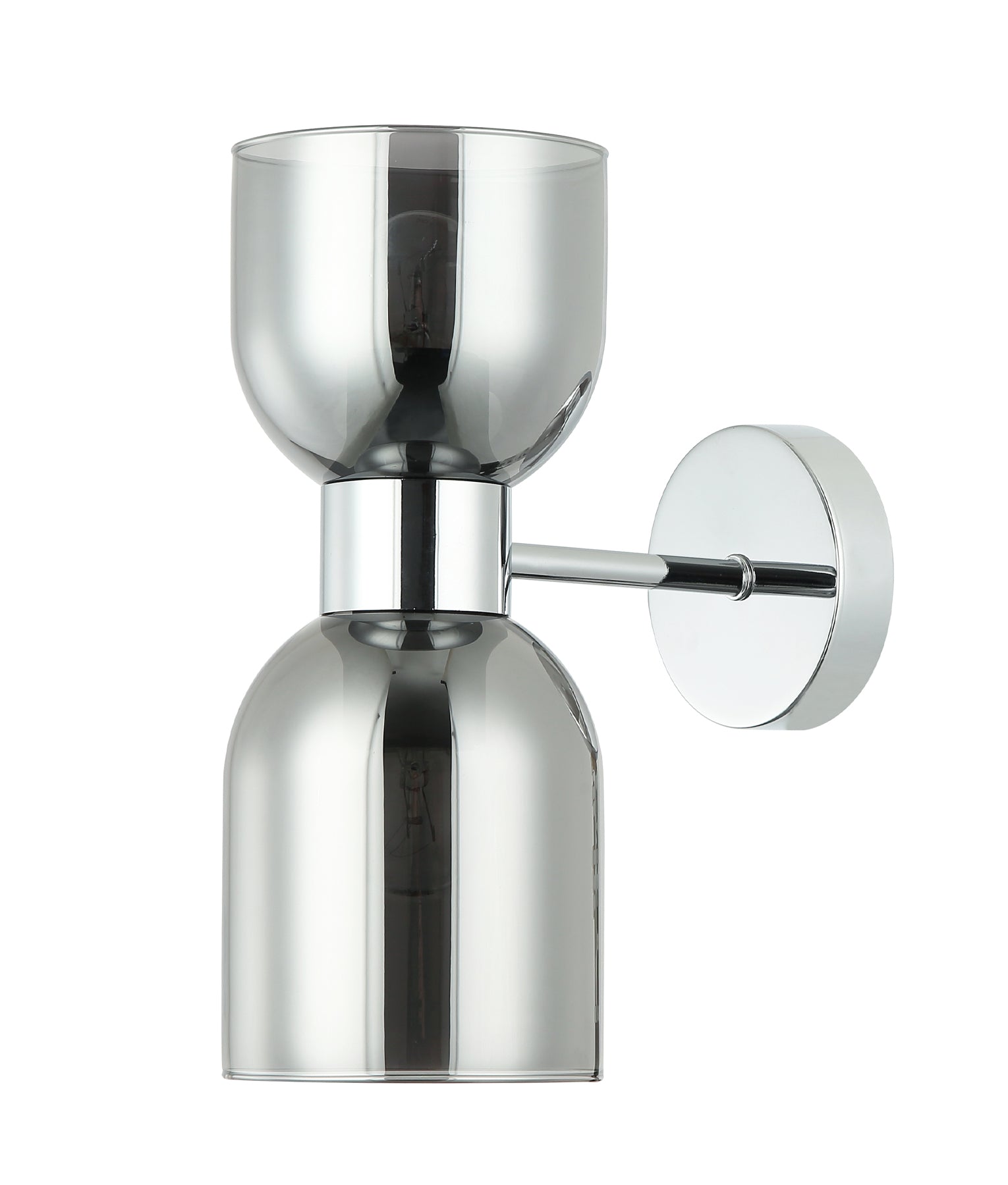 Ellipse Smokey Black Mirror Finish / Opal Glass Glass Wall Lights