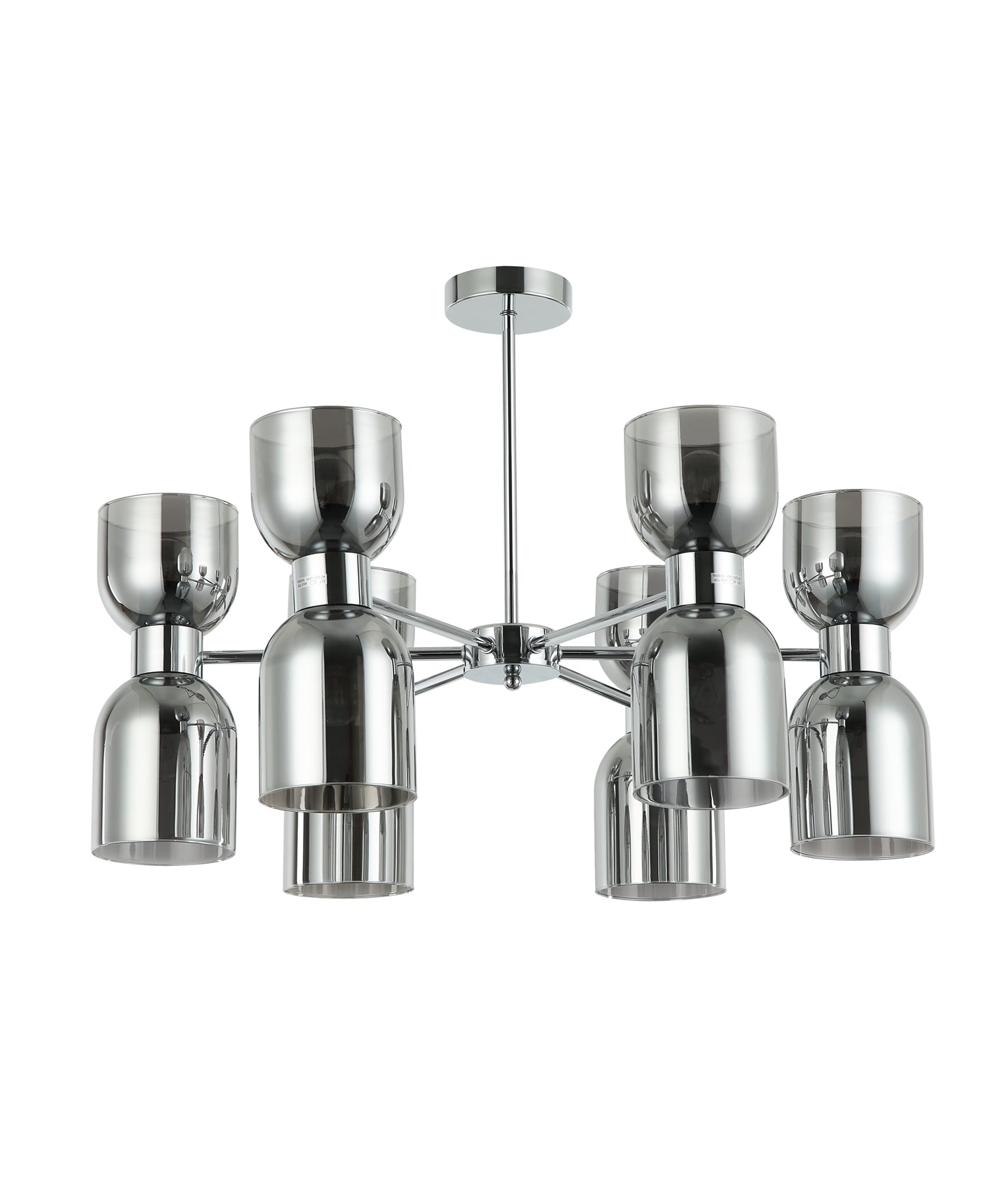 Modern Ellipse Smokey Black Mirror Finish / Opal Glass Pendant Lights