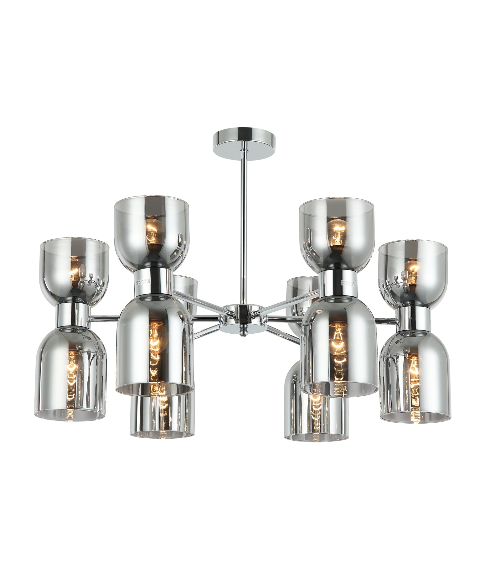 Modern Ellipse Smokey Black Mirror Finish / Opal Glass Pendant Lights