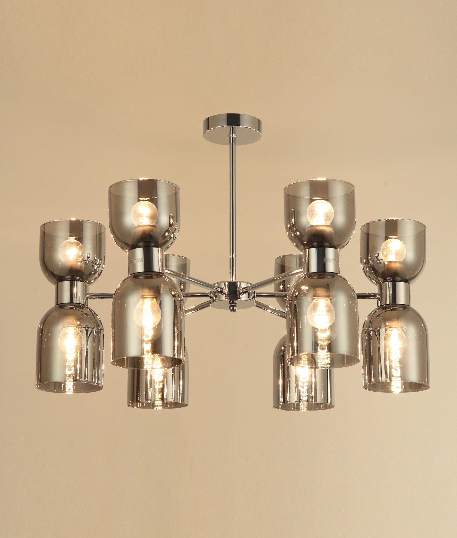 Modern Ellipse Smokey Black Mirror Finish / Opal Glass Pendant Lights