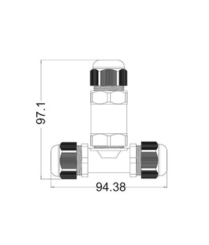 Waterproof 3 Way T Shape Connector IP68