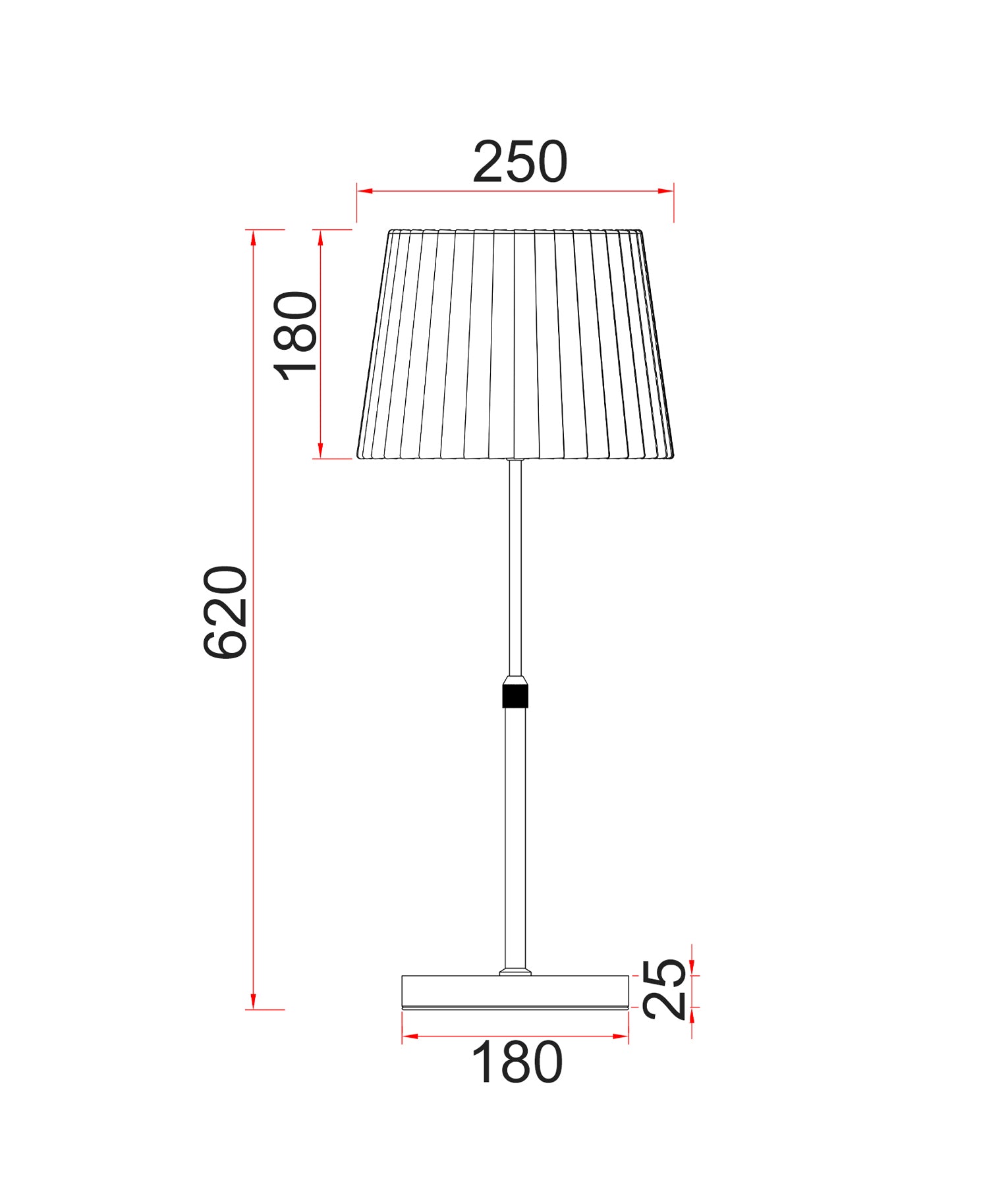 Modern Slanted Pleated Shade Adjustable Height Rod Table Lamps