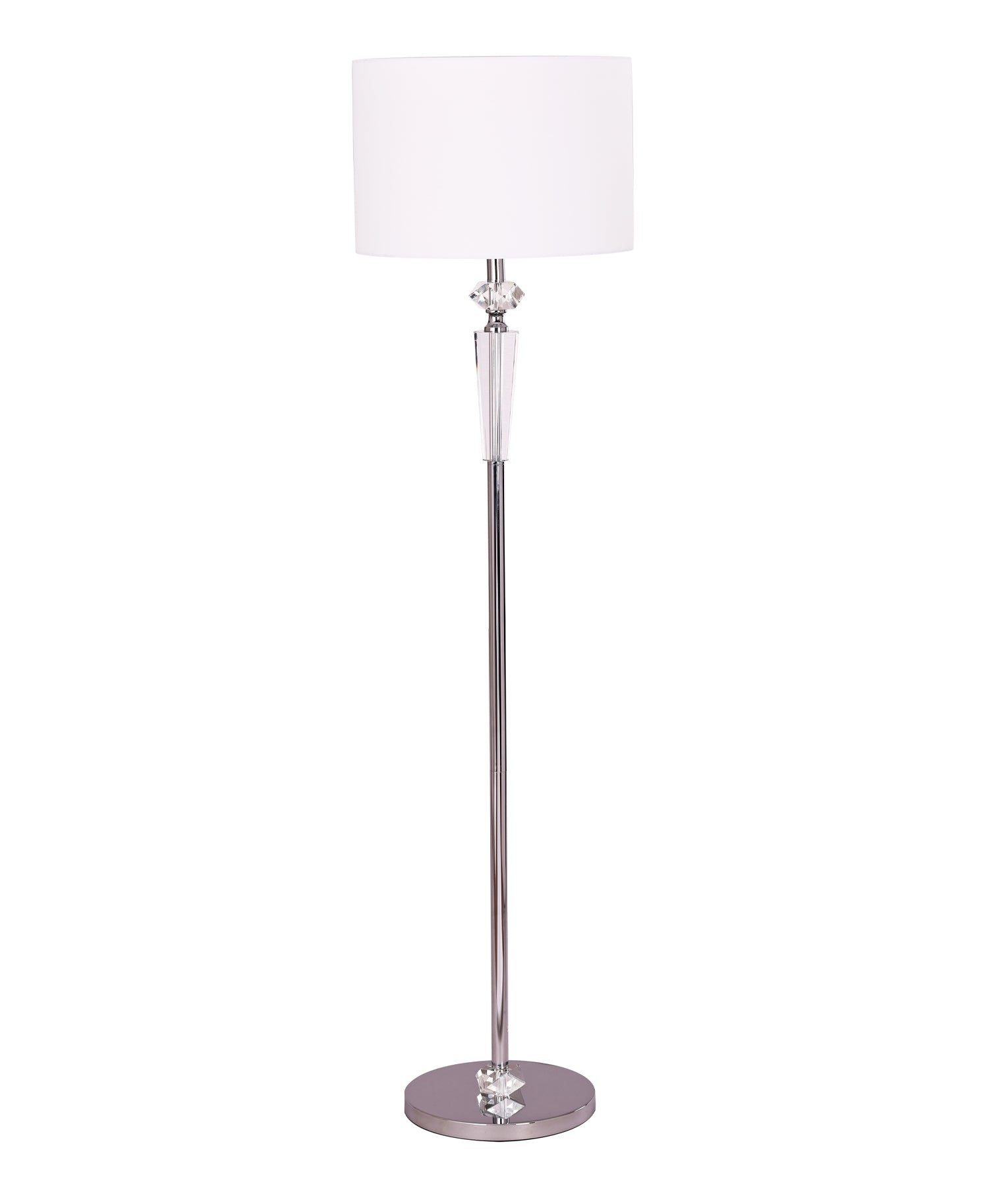 Modern Drum Shade Chrome Rod with Crystal Highlight Floor Lamp