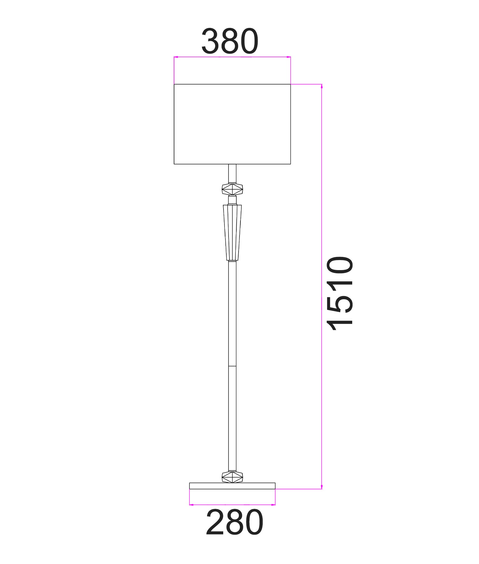 Modern Drum Shade Chrome Rod with Crystal Highlight Floor Lamp