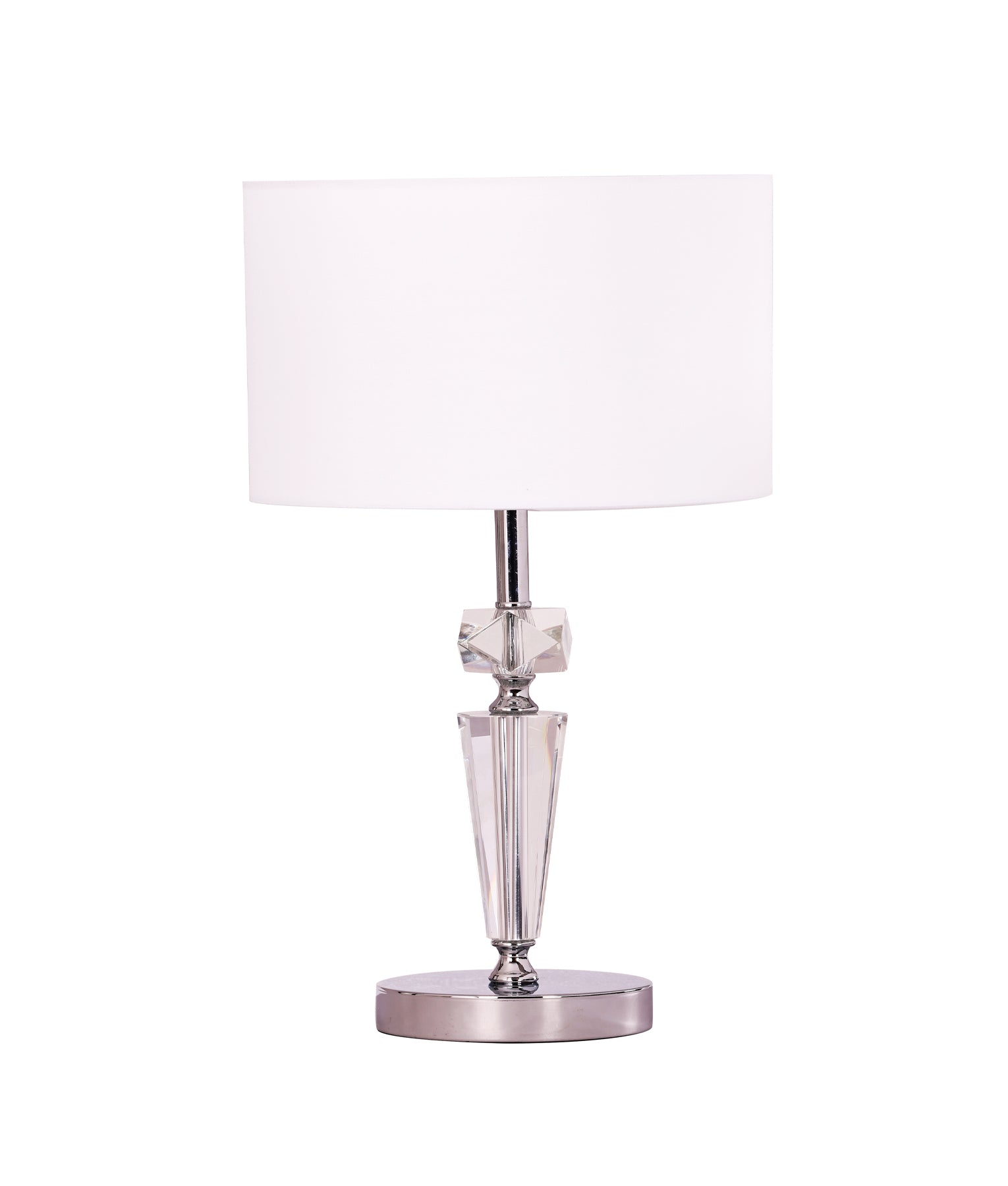 Modern Drum Shade Chrome Rod with Crystal Highlight Table Lamp