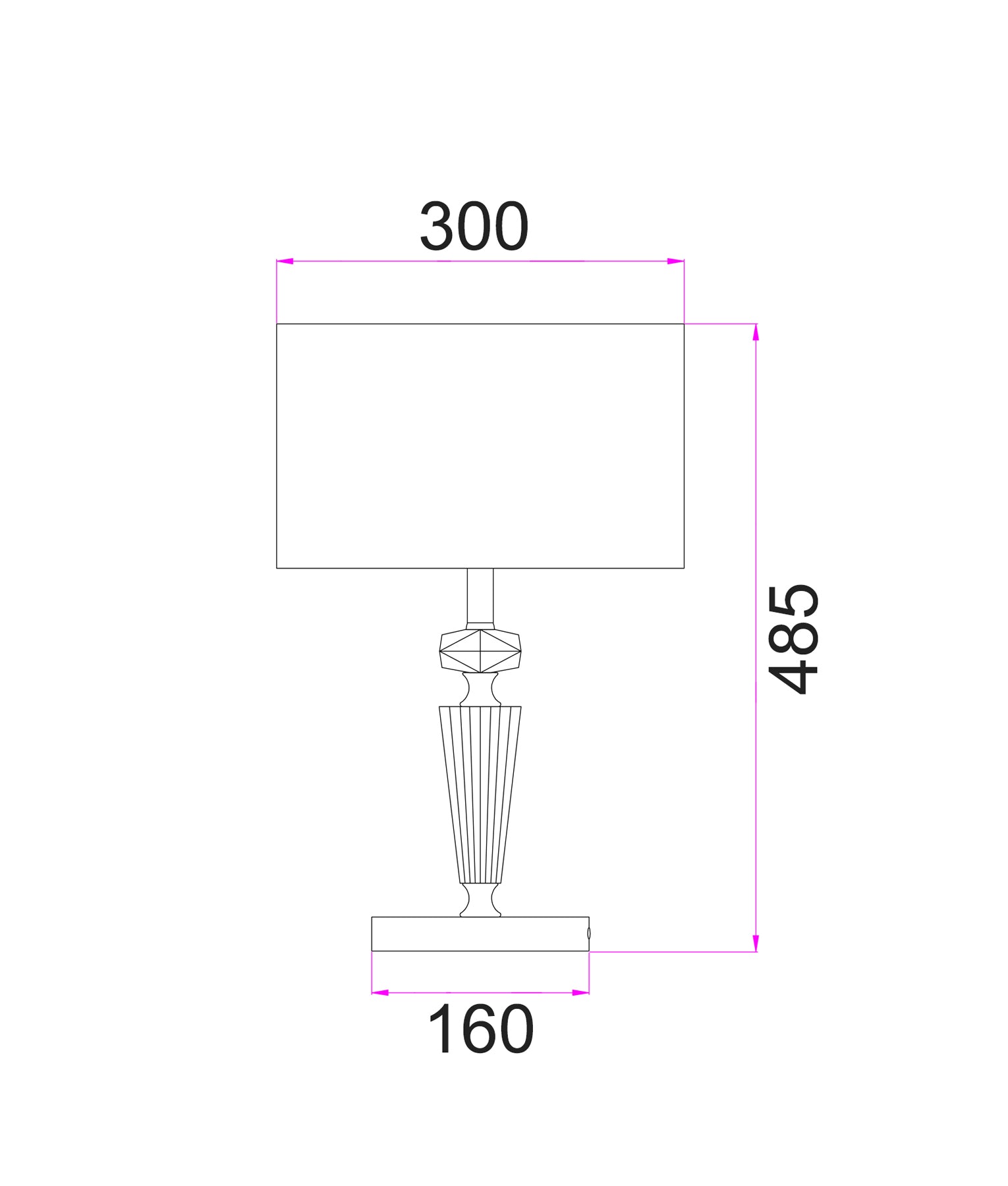 Modern Drum Shade Chrome Rod with Crystal Highlight Table Lamp