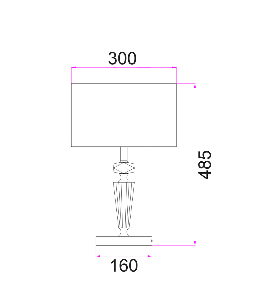 Modern Drum Shade Chrome Rod with Crystal Highlight Table Lamp
