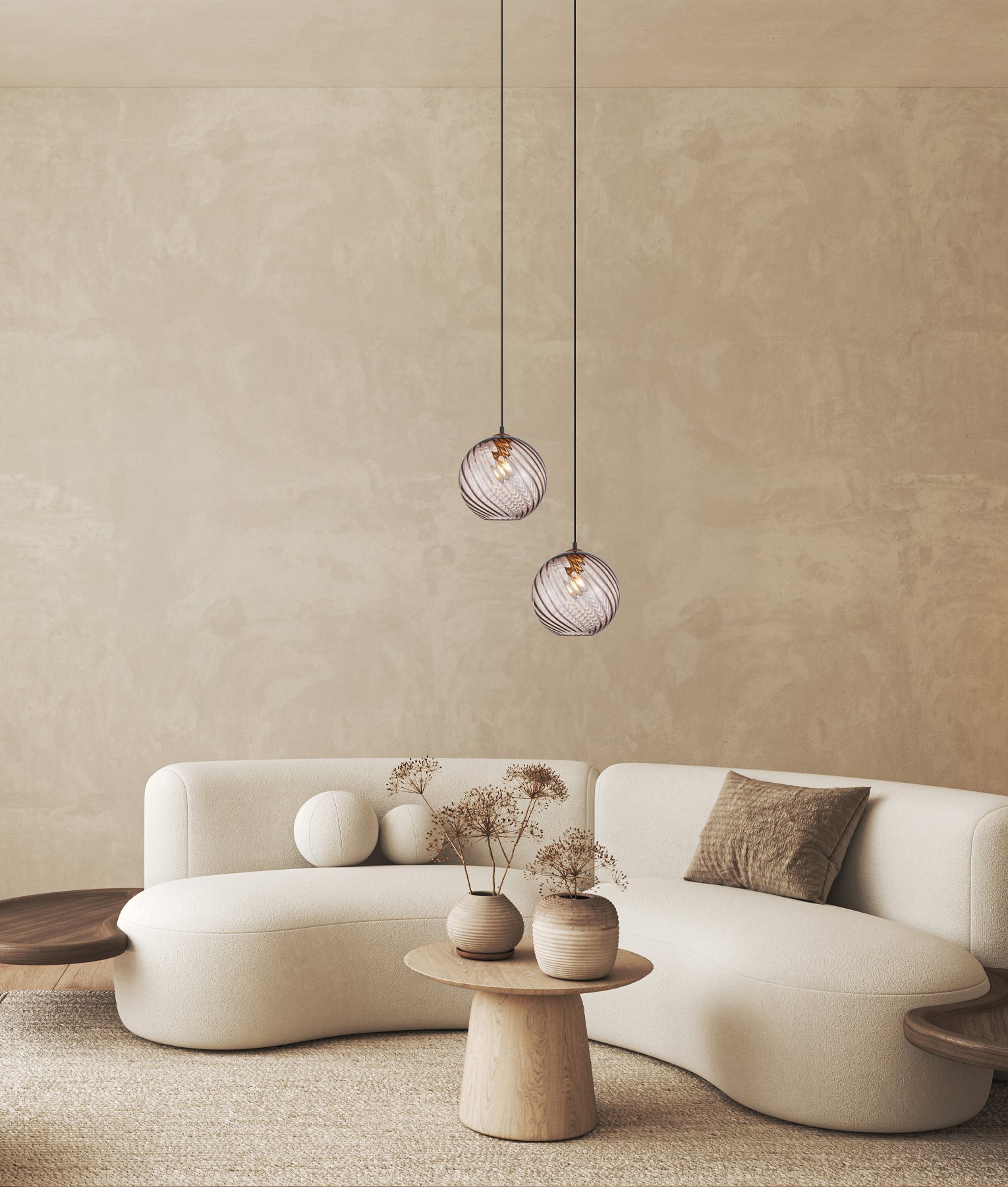 Interior Wine Glass Shade Wavy Finish Round Glass Pendant Lights