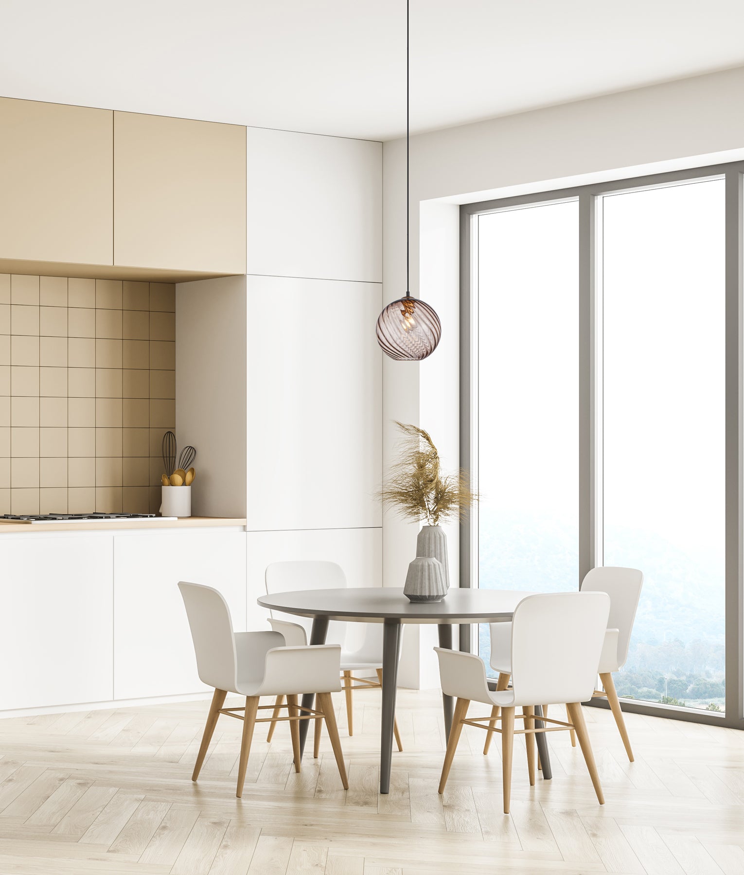 Interior Wine Glass Shade Wavy Finish Round Glass Pendant Lights