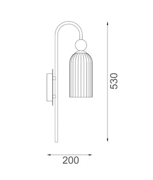 Modern Interior Round Top Cylinder Ribbed Glass Shade Wall Lights