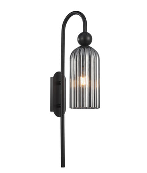 Modern Interior Round Top Cylinder Ribbed Glass Shade Wall Lights