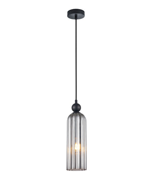Interior Round Top Cylinder Ribbed Glass Pendant Lights