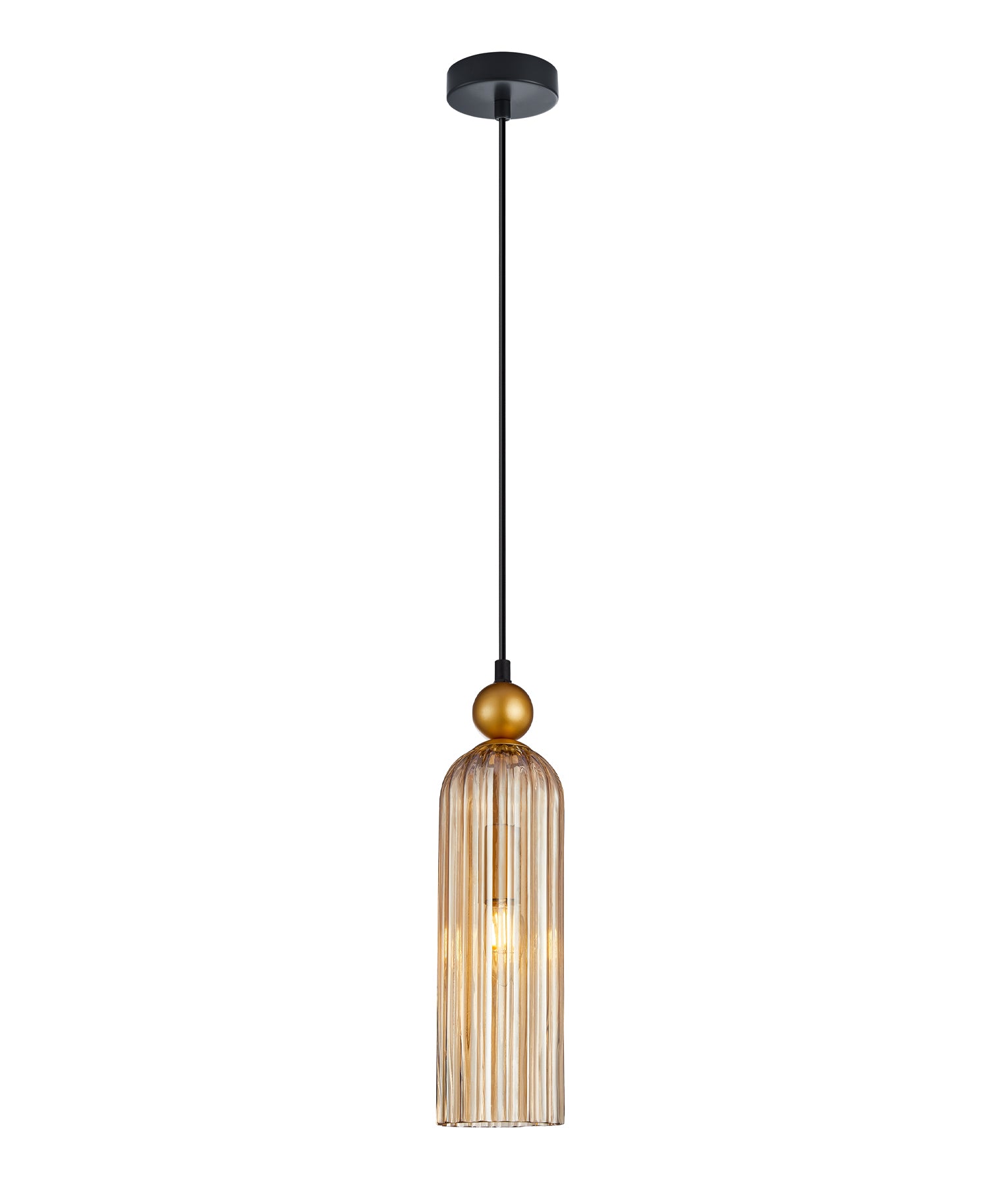 Interior Round Top Cylinder Ribbed Glass Pendant Lights