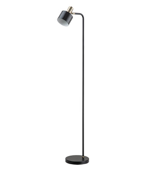 Modern Cylinder Iron Shade with Antique Brass Highlight Floor Lamps