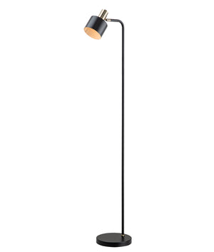 Modern Cylinder Iron Shade with Antique Brass Highlight Floor Lamps