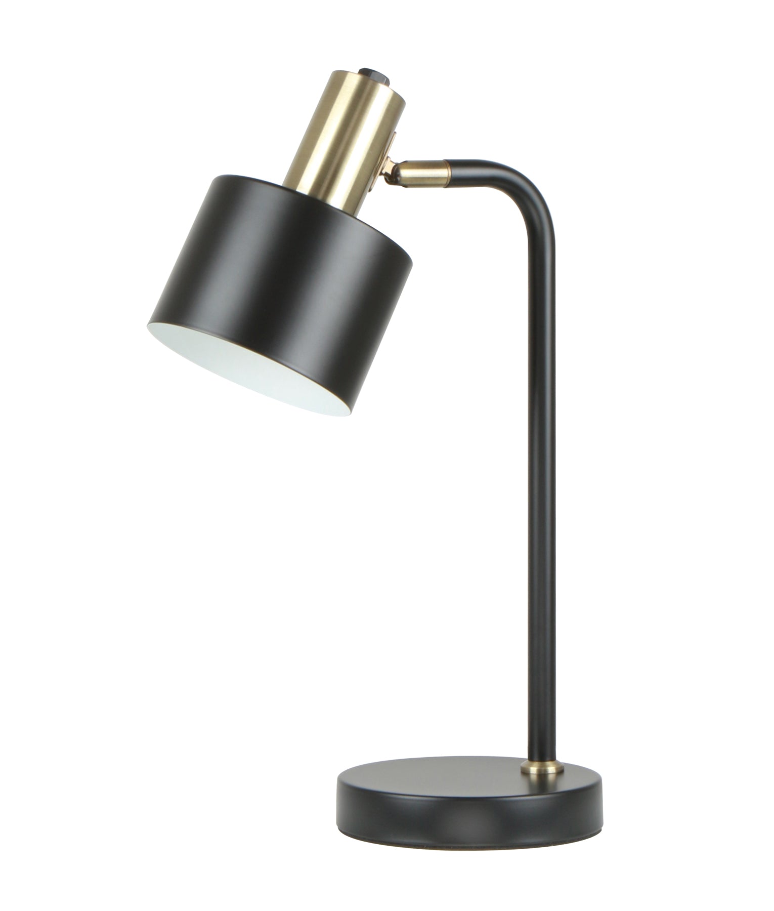 Modern Cylinder Iron Shade with Antique Brass Highlight Table Lamps