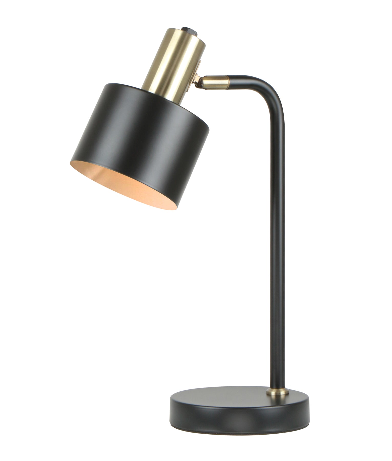 Modern Cylinder Iron Shade with Antique Brass Highlight Table Lamps
