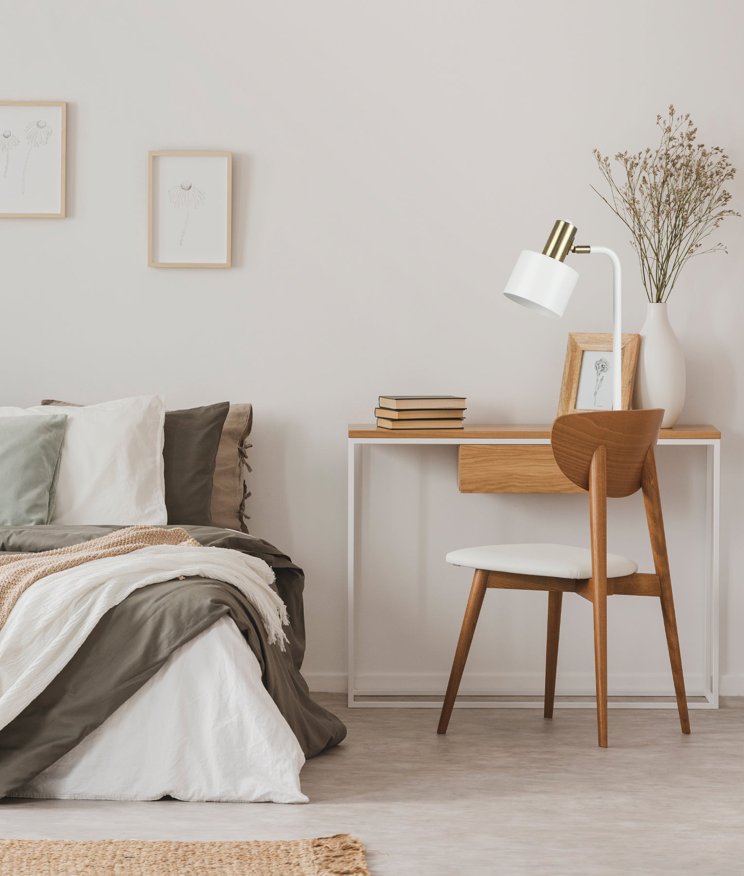Modern Cylinder Iron Shade with Antique Brass Highlight Table Lamps