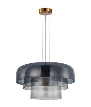 Designed Modern Interior Triple Dome Glass with Brass Highlight Pendant Lights