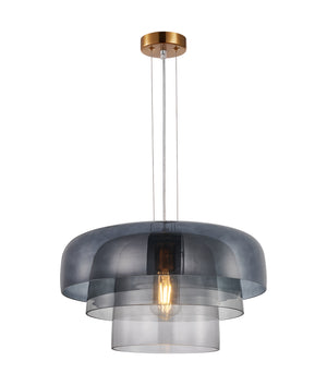 Designed Modern Interior Triple Dome Glass with Brass Highlight Pendant Lights