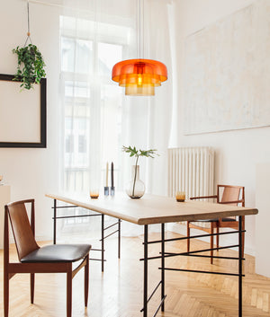 Designed Modern Interior Triple Dome Glass with Brass Highlight Pendant Lights