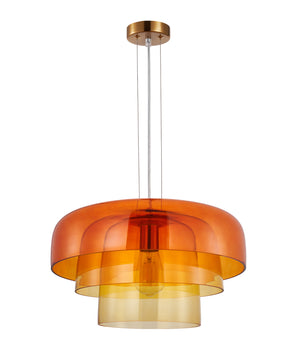 Designed Modern Interior Triple Dome Glass with Brass Highlight Pendant Lights