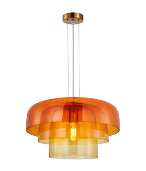 Designed Modern Interior Triple Dome Glass with Brass Highlight Pendant Lights