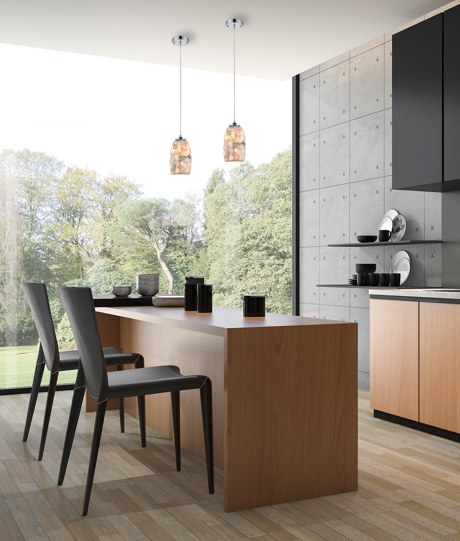 Stone Mosaic Hand Blown Glass Pendant Lights