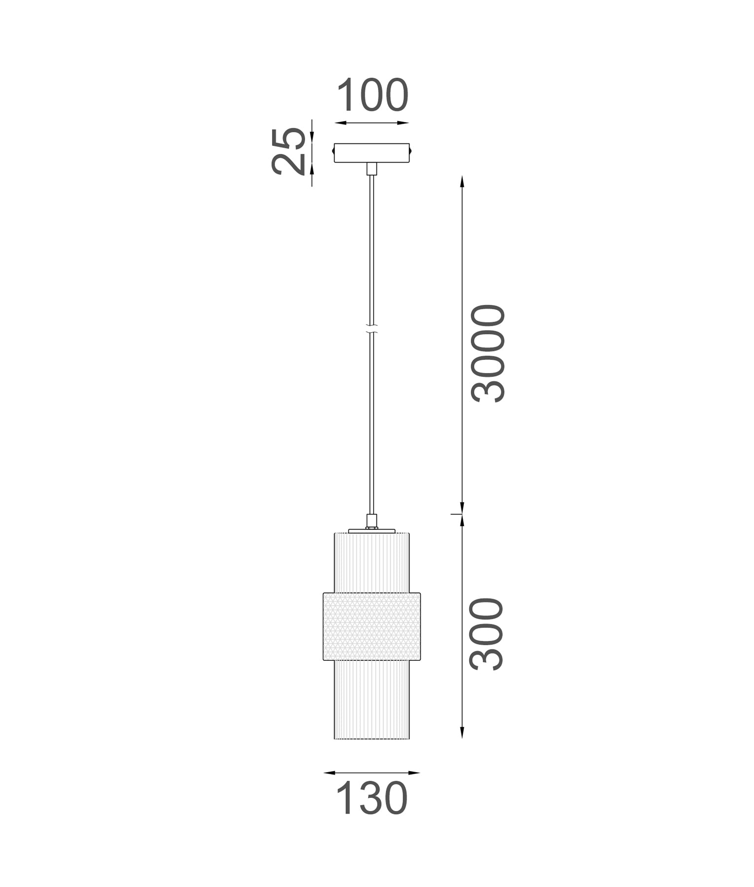 Modern Interior Double Cylinder Ribbed with Segment Glass Pendant Lights