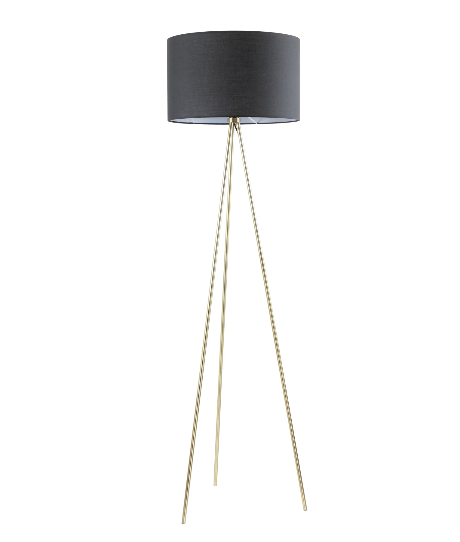 Modern Drum Shade with Antique Brass Tripod Floor Lamps