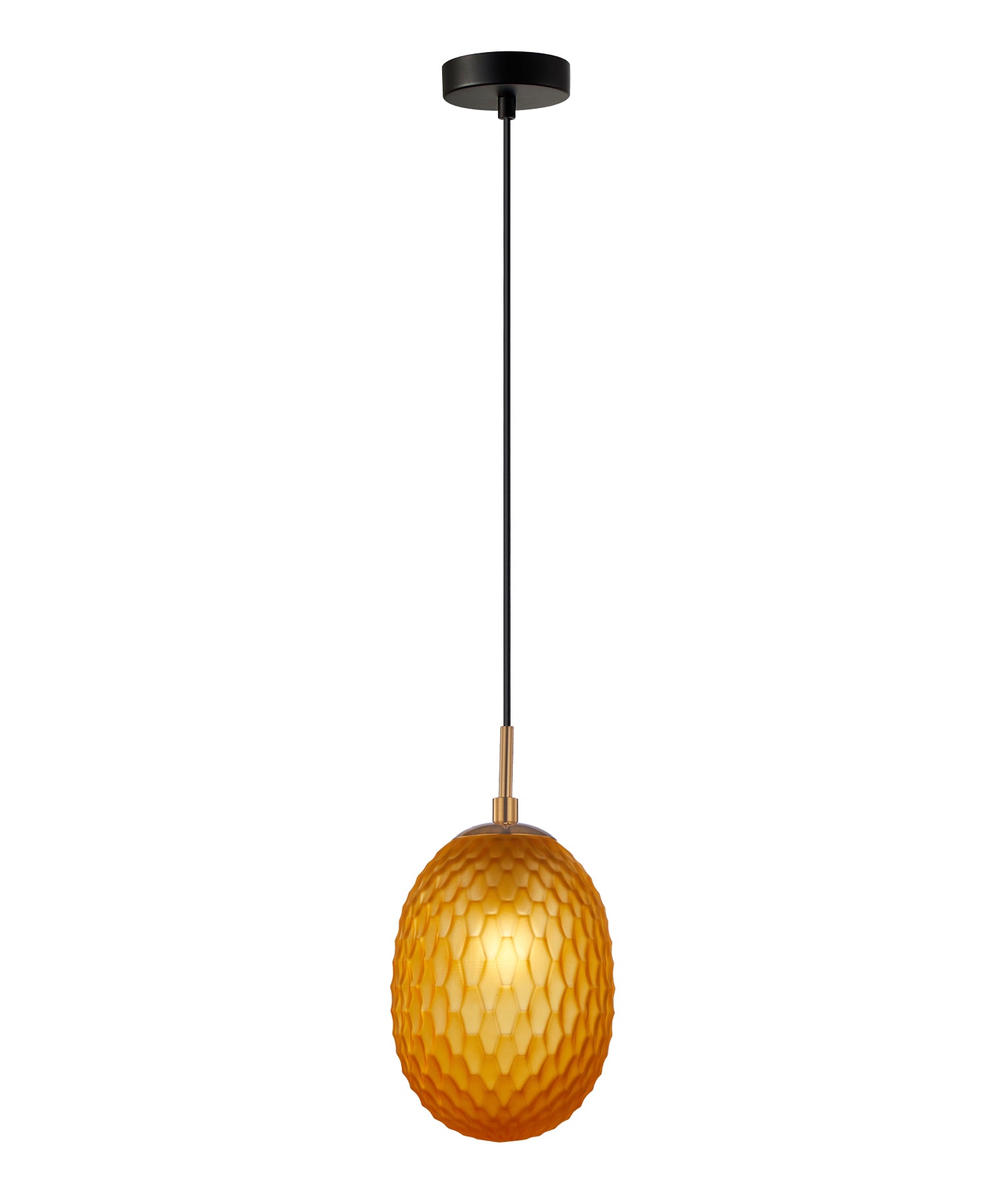 Interior Ellipse Glass Segmented with Brass Highlight Enclosed Pendant Lights