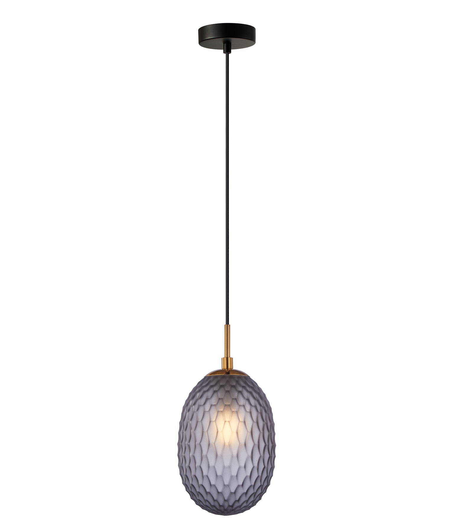 Interior Ellipse Glass Segmented with Brass Highlight Enclosed Pendant Lights