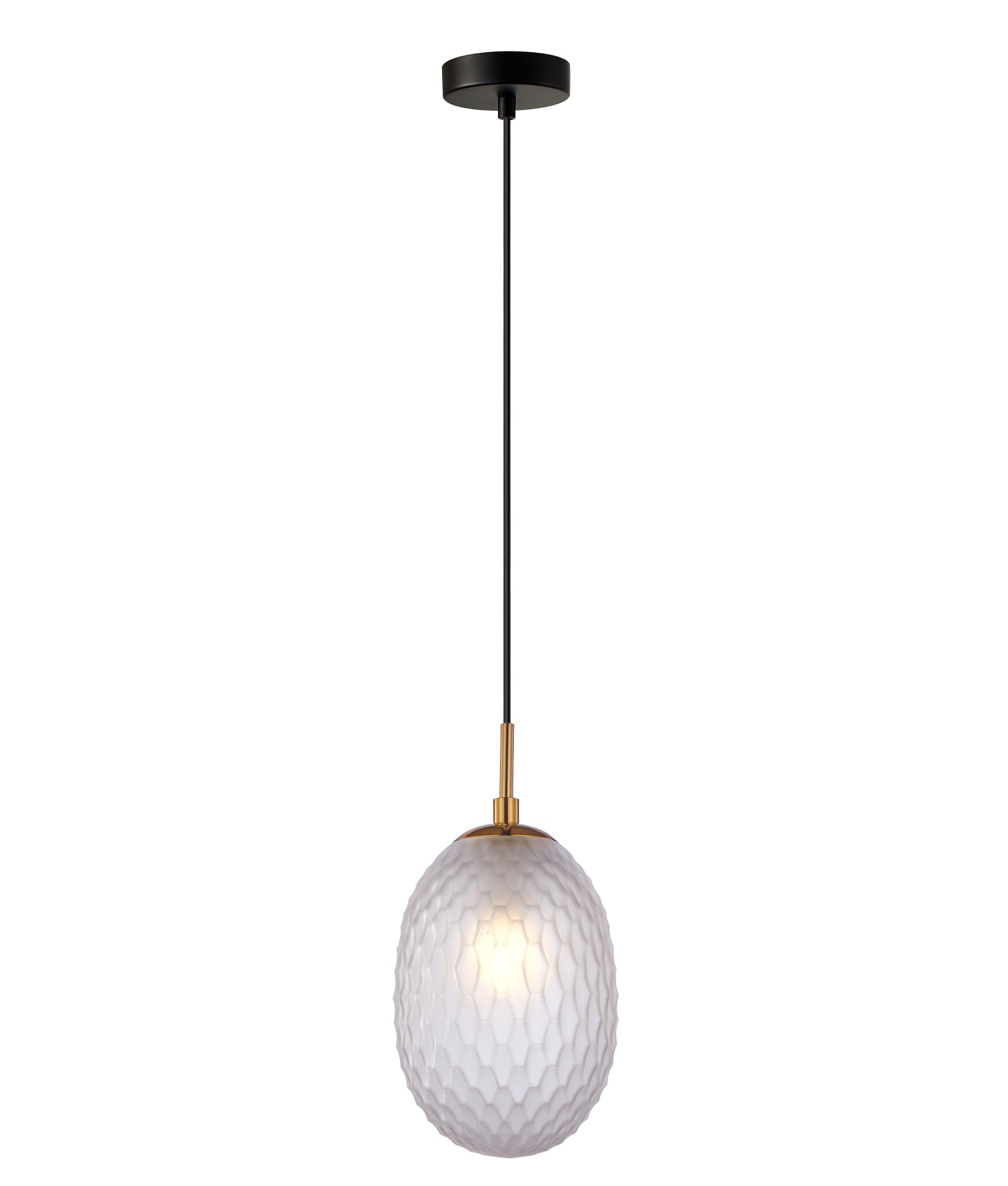 Interior Ellipse Glass Segmented with Brass Highlight Enclosed Pendant Lights