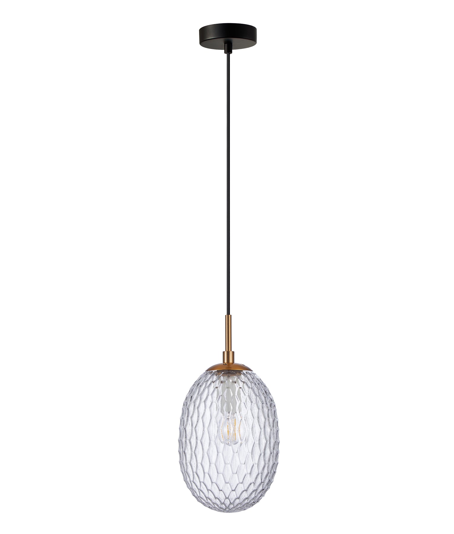 Interior Ellipse Glass Segmented with Brass Highlight Enclosed Pendant Lights