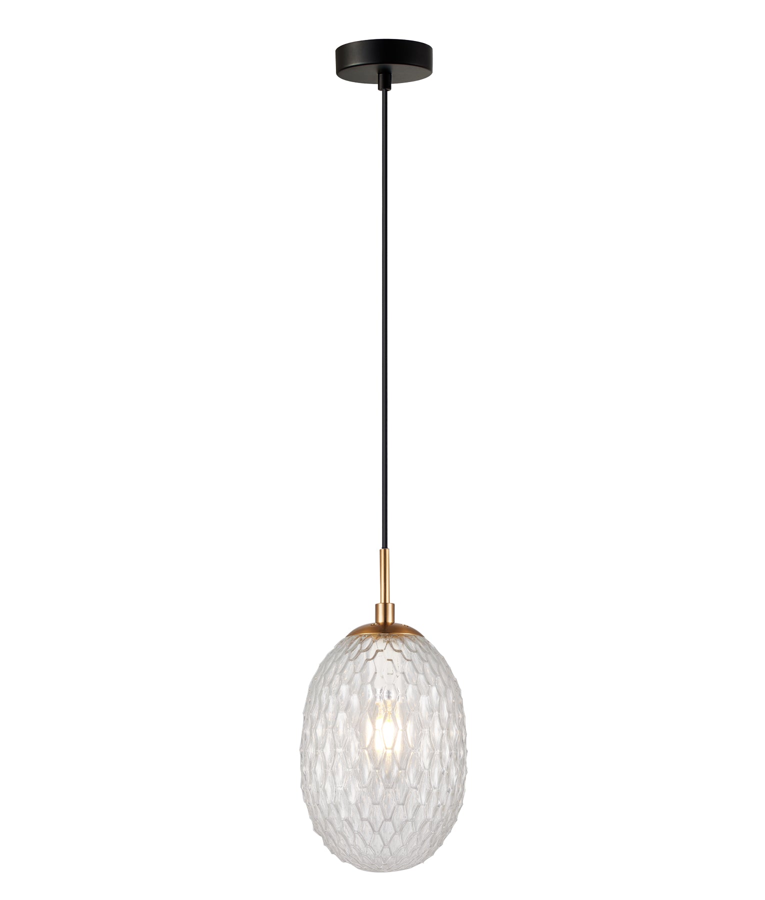 Interior Ellipse Glass Segmented with Brass Highlight Enclosed Pendant Lights