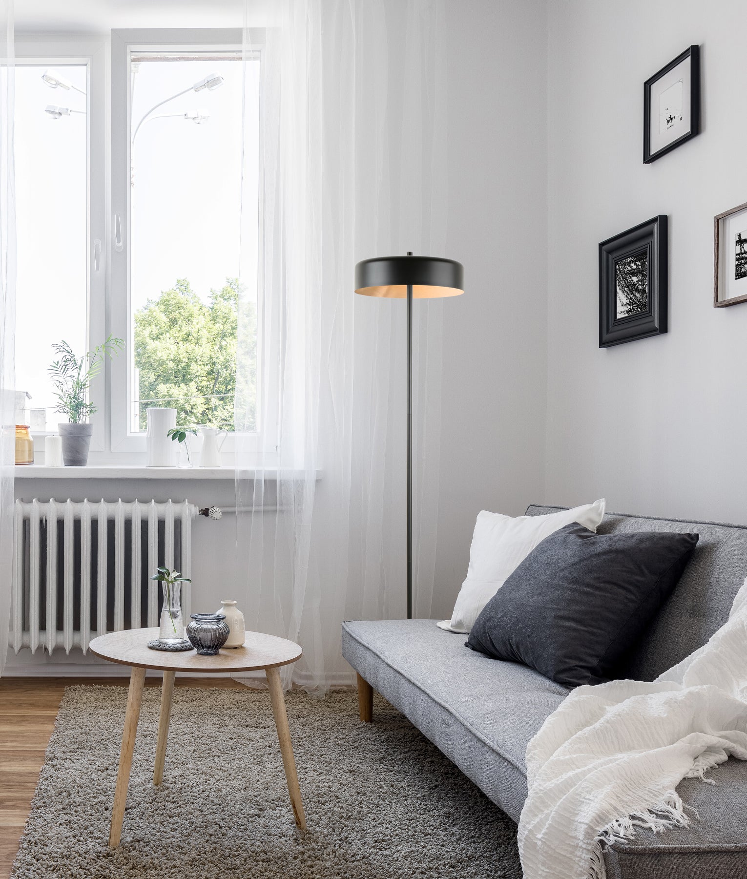 Minimalist Scandinavian Interior Drum Iron Shade Floor Lamps