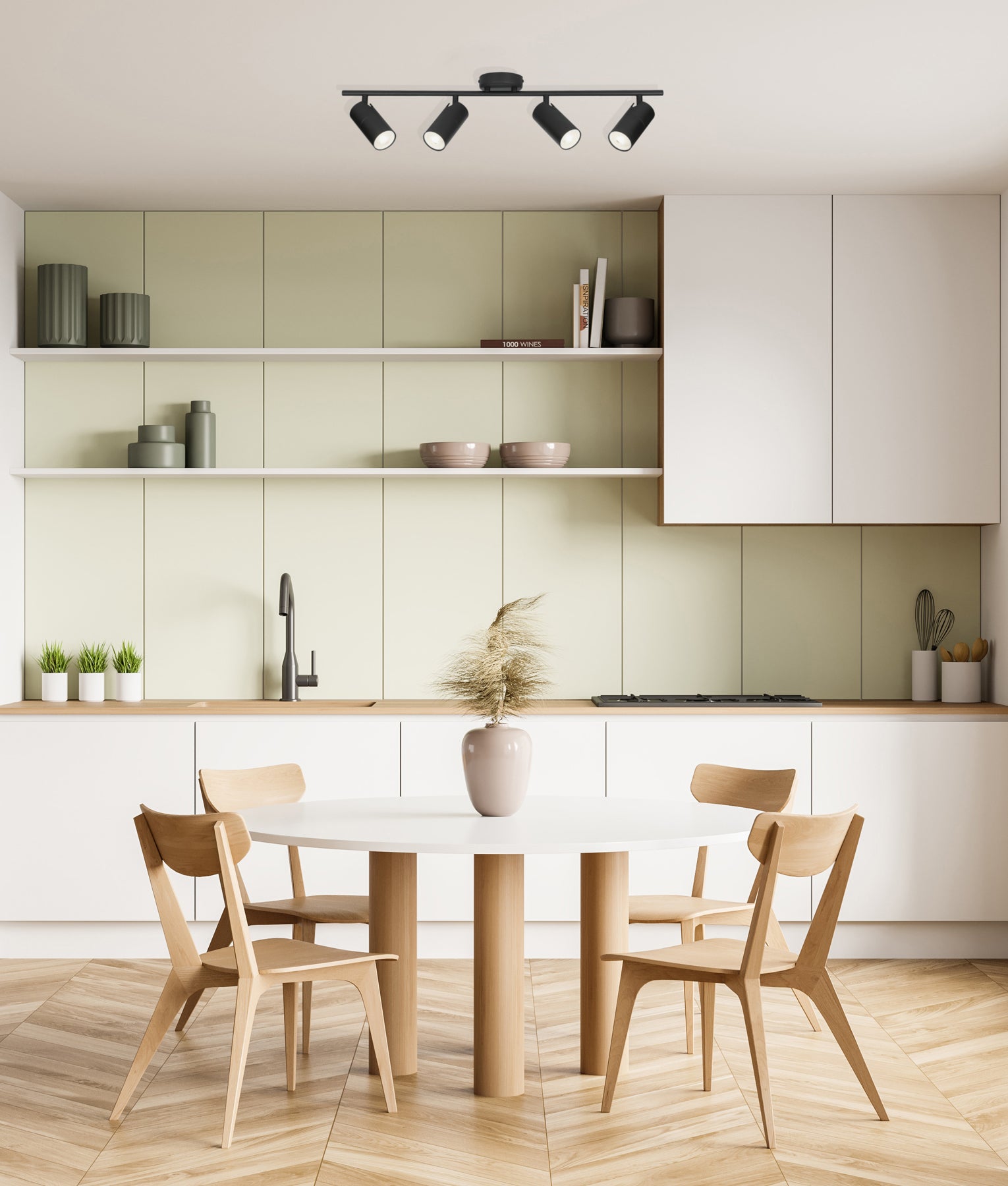 Interior 4xGU10 Four Adjustable Head Round Base Ceiling Spot Lights