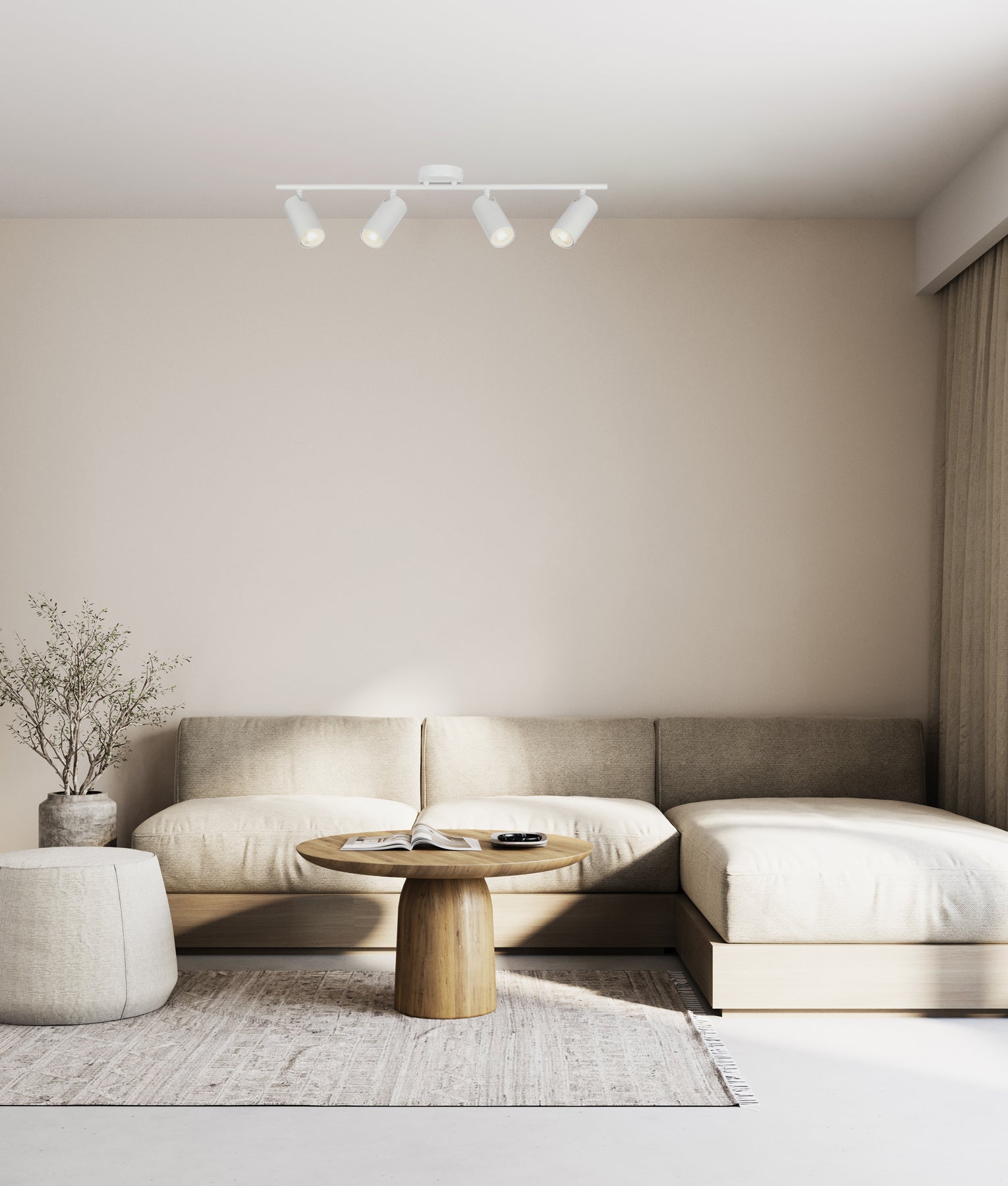 Interior 4xGU10 Four Adjustable Head Round Base Ceiling Spot Lights