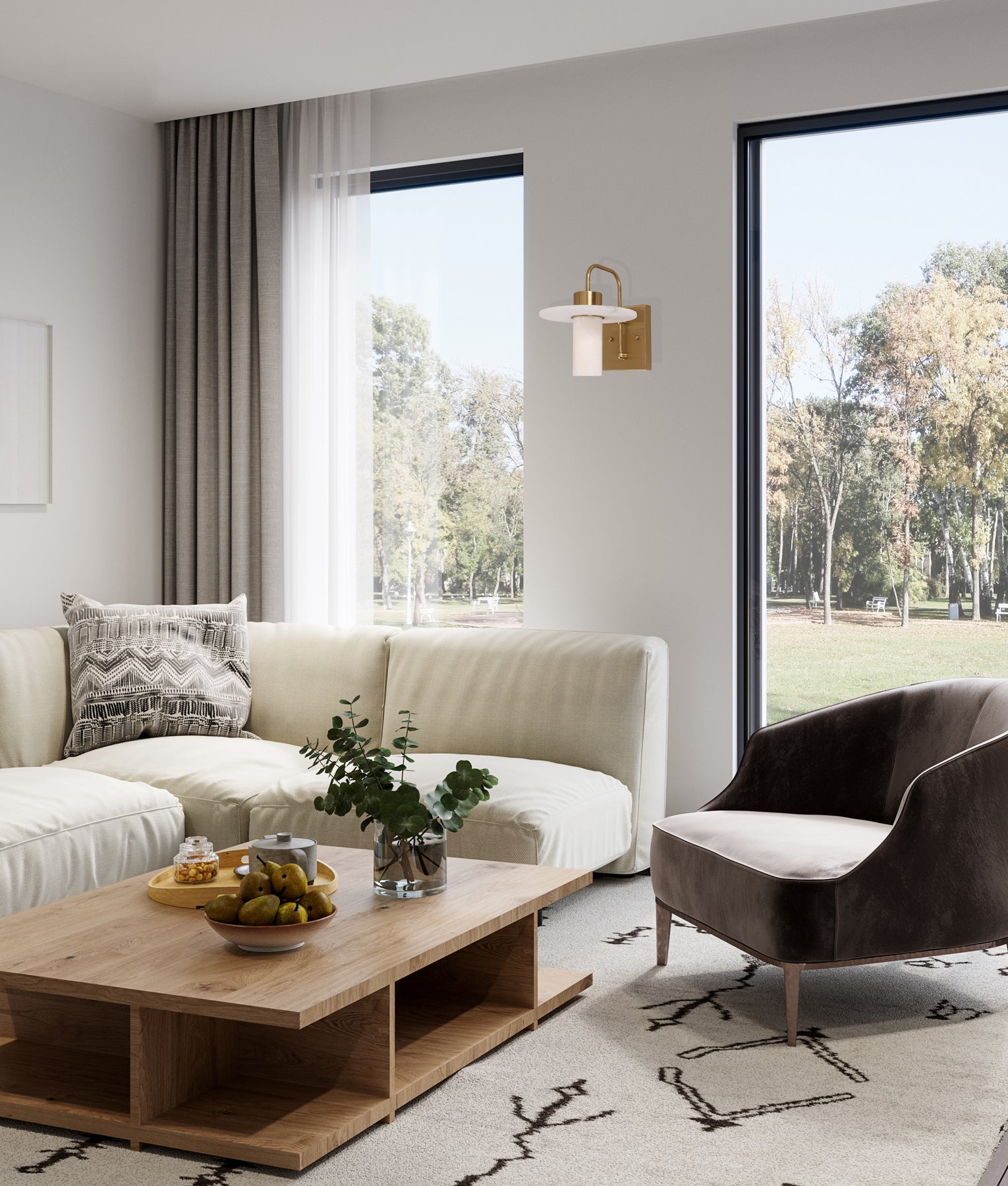 Luxury Interior Cylinder Round Hat Alabster Shade Brass Highlight Wall Light