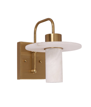 Luxury Interior Cylinder Round Hat Marble Shade Brass Highlight Wall Light