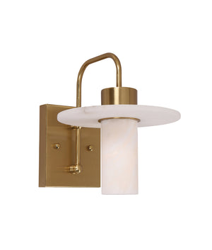 Luxury Interior Cylinder Round Hat Marble Shade Brass Highlight Wall Light